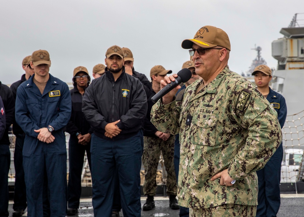 Rear Adm. Dennis Velez Visits USS Leyte Gulf