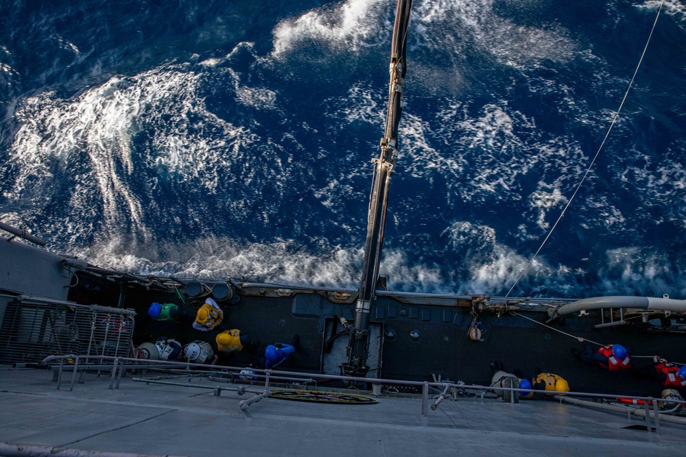 USS San Jacinto conducts replenishment at sea