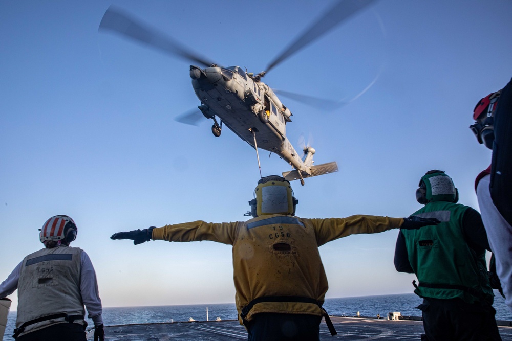 USS San Jacinto conducts replenishment at sea