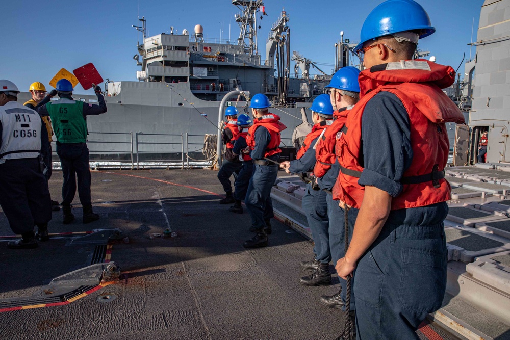 USS San Jacinto conducts replenishment at sea