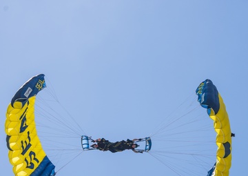 The U.S. Navy Parachute Team jumps in Miami for Hyundai Air and Sea Show