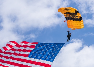 The U.S. Army Parachute Team jumps in Miami for Hyundai Air and Sea Show