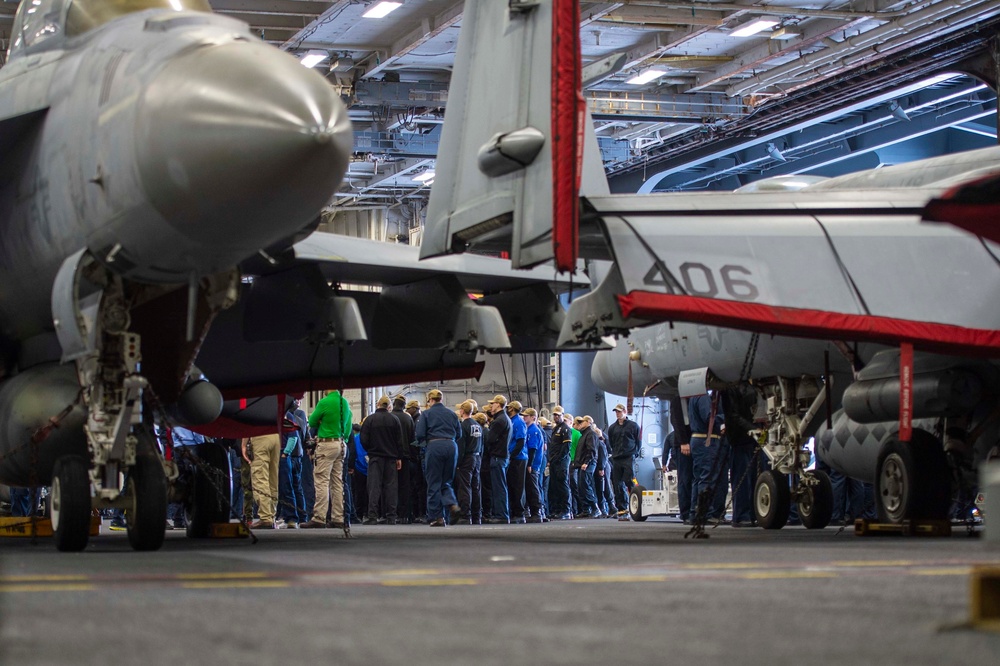 Sailors Assemble During Abandon Ship Drill