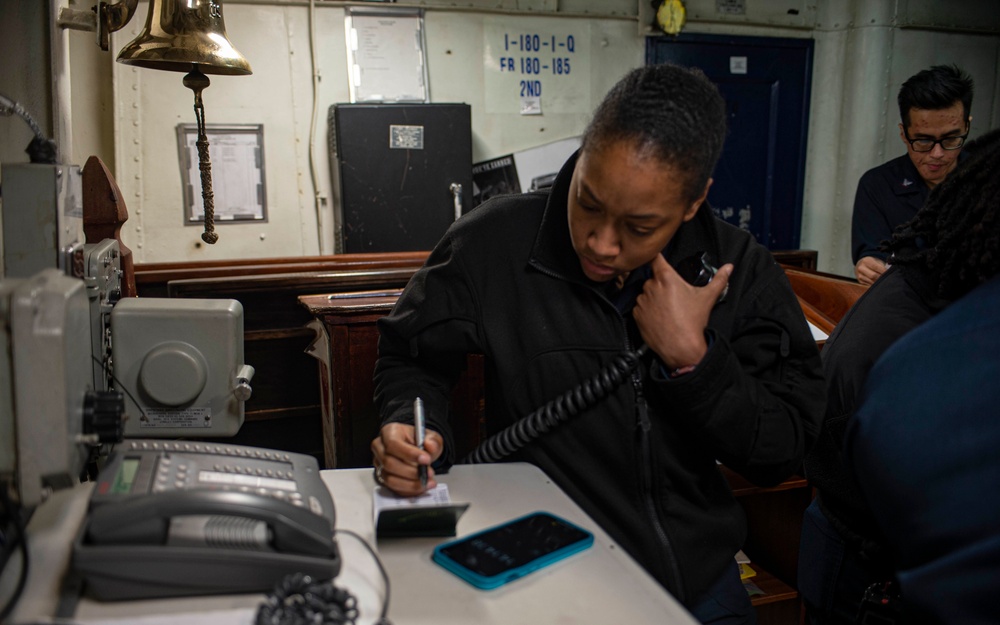 Personnel Specialist Makes Man Overboard Announcement