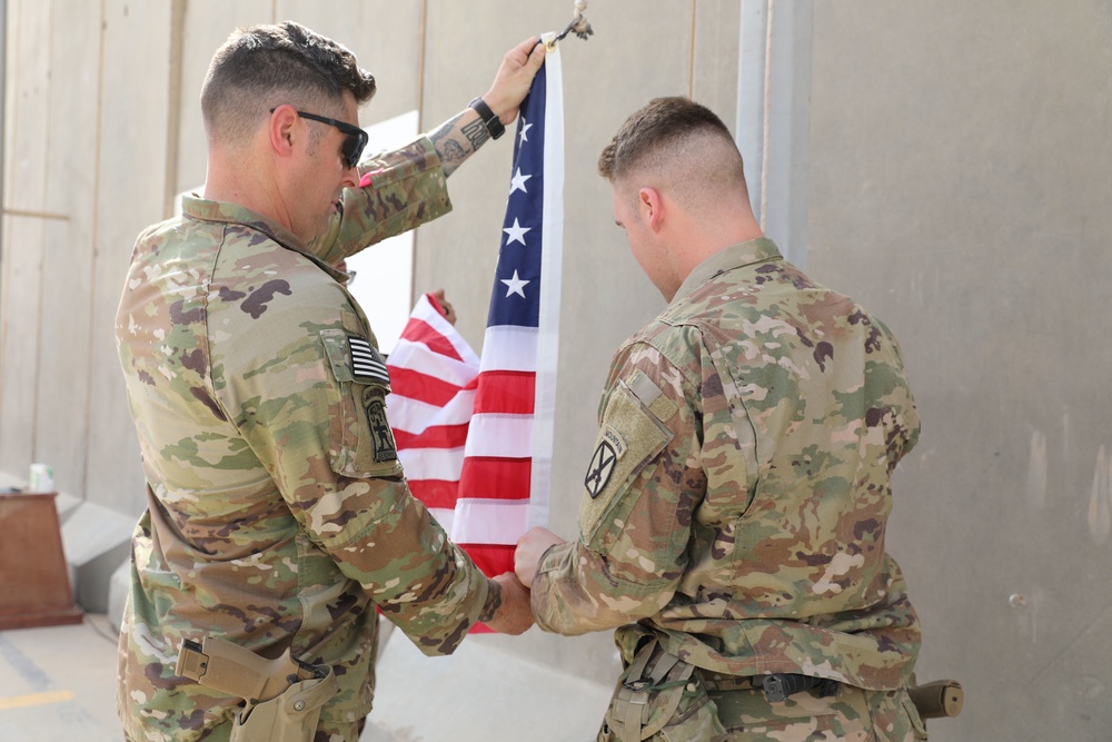 CJTF-OIR personnel conduct a Memorial Day observance at Union III Forward Operating Base, Iraq