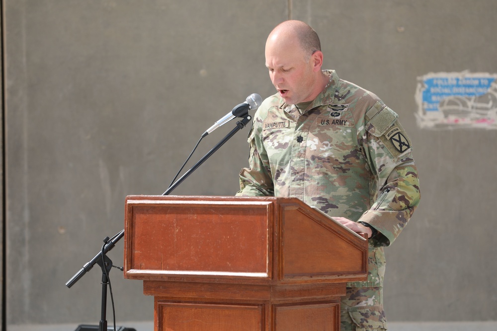 CJTF-OIR personnel conduct a Memorial Day observance at Union III Forward Operating Base, Iraq