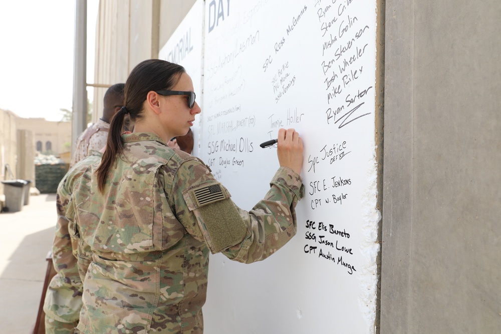 CJTF-OIR personnel conduct a Memorial Day observance at Union III Forward Operating Base, Iraq