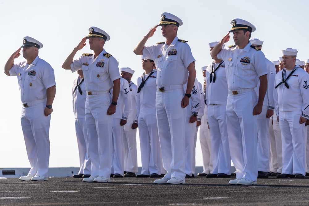 USS Portland (LPD 27) observes Memorial Day Colors at LA Fleet Week