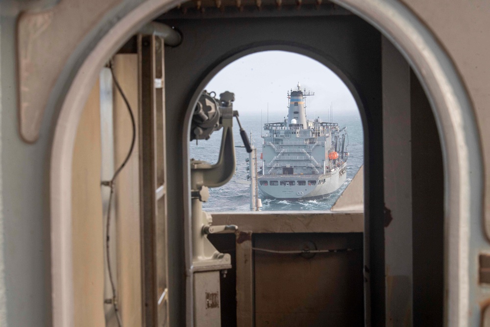 USS Nimitz Replinishes At Sea