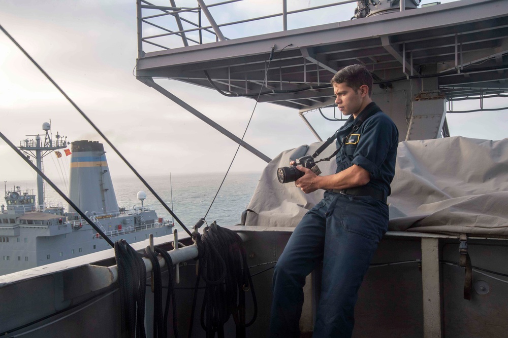 USS Nimitz Replinishes At Sea