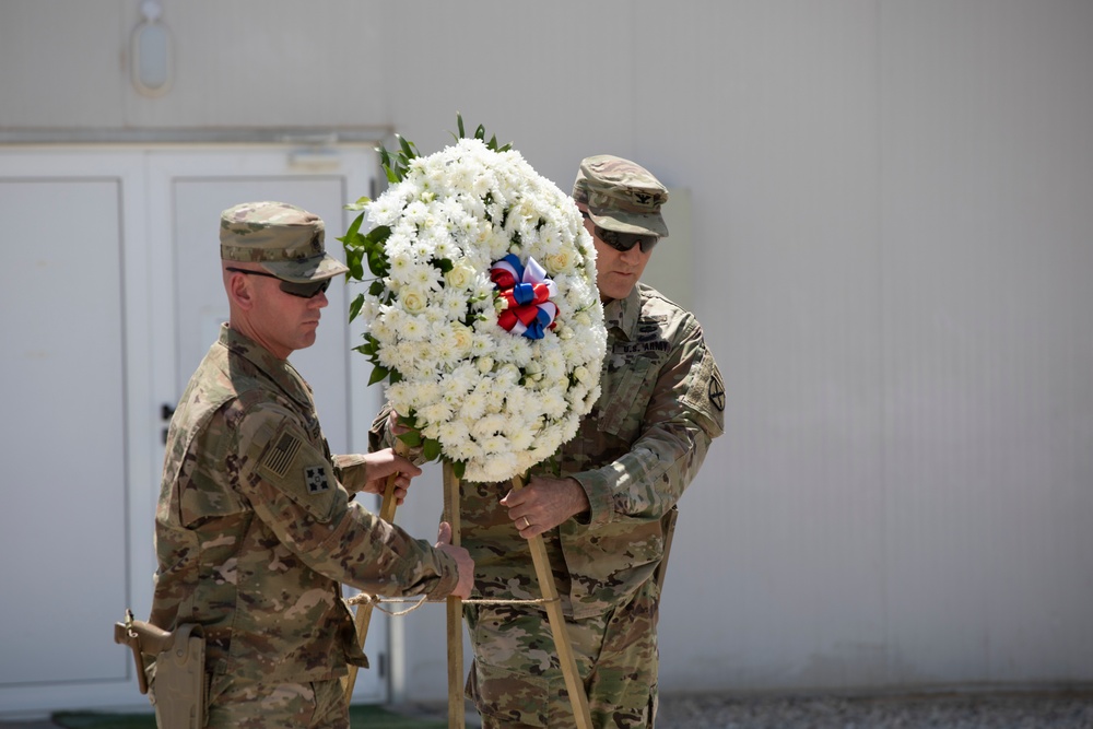 Task Force Warrior personnel conduct a Memorial Day observance at Erbil Air Base, Iraq.