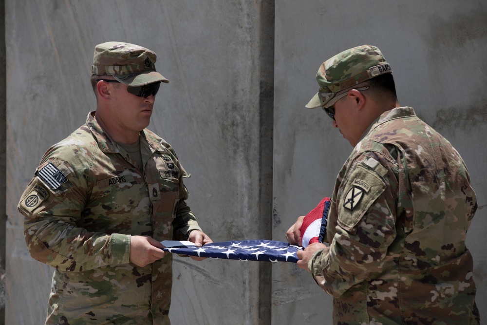 Task Force Warrior personnel conduct a Memorial Day observance at Erbil Air Base, Iraq.