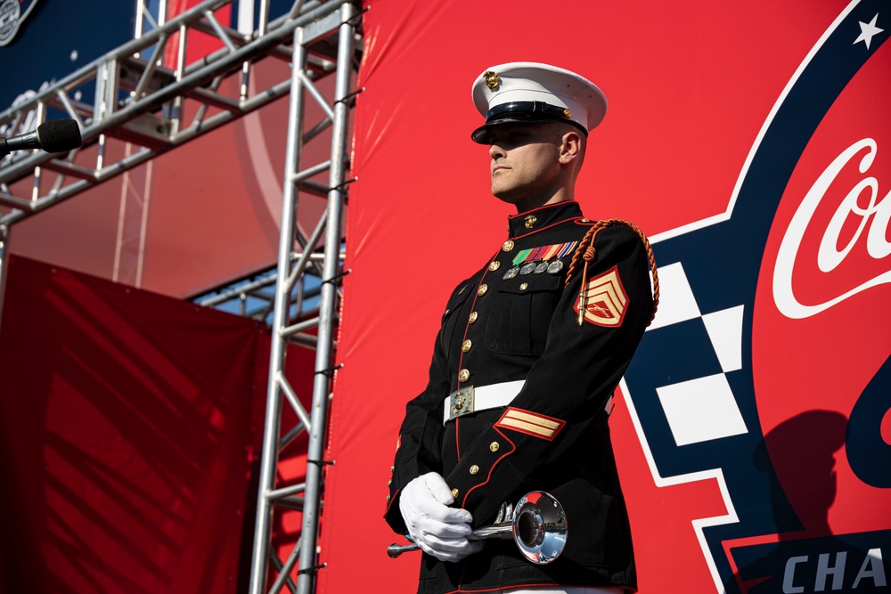 Marines with the Silent Drill Platoon participated in the pre-race ceremony before the Coca-Cola 600 at Charlotte Motor Speedway this weekend.