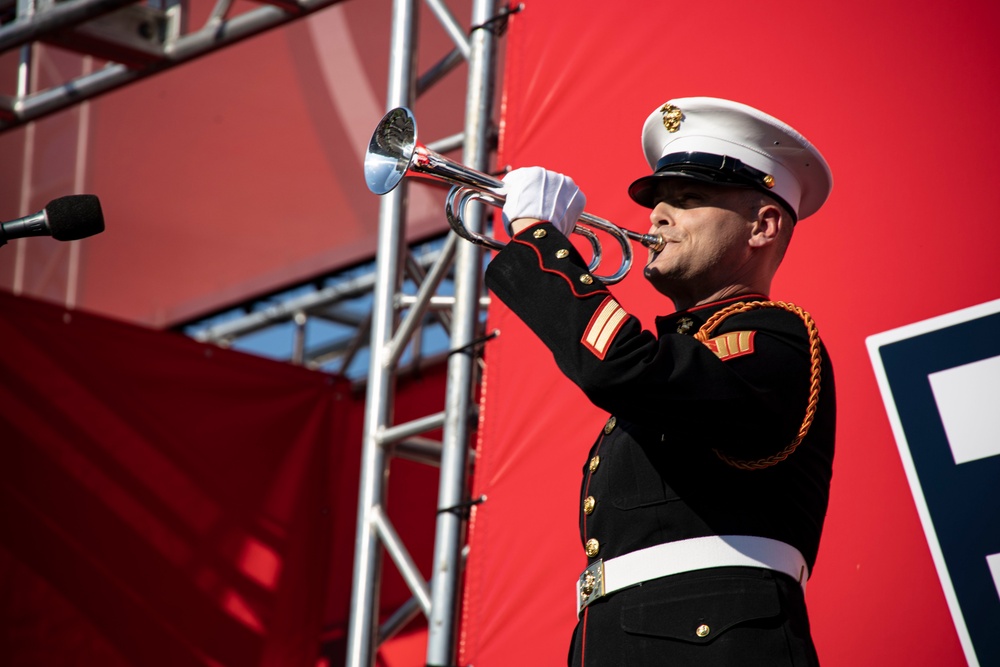 Marines with the Silent Drill Platoon participated in the pre-race ceremony before the Coca-Cola 600 at Charlotte Motor Speedway this weekend.