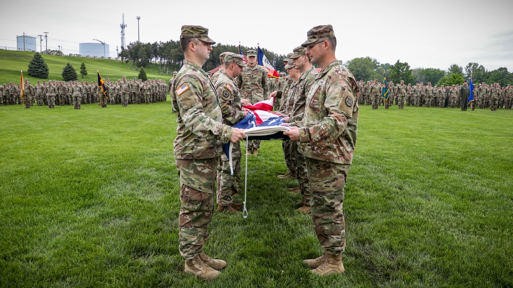 Iowa Soldiers fold U.S. flag during annual command retreat