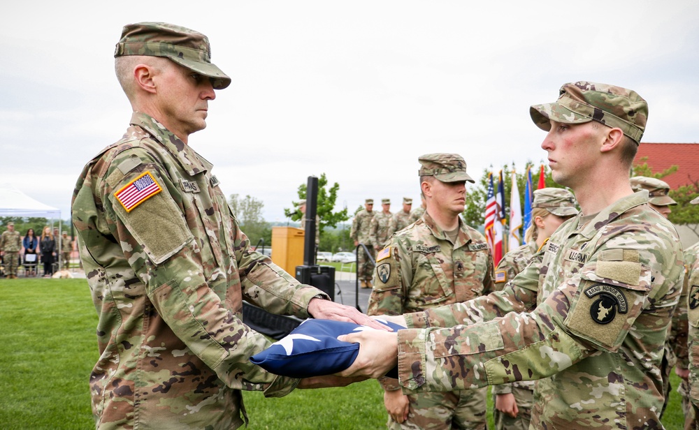 Iowa Soldiers fold U.S. flag during annual command retreat