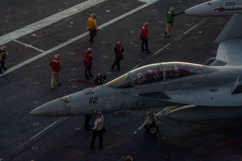 An F/A-18F Super Hornet Rests On The Flight Deck