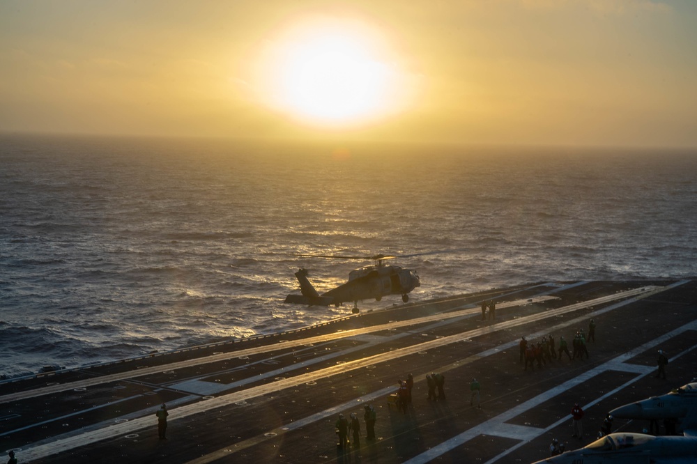 An MH-60R Sea Hawk Lifts Off Of The Flight Deck