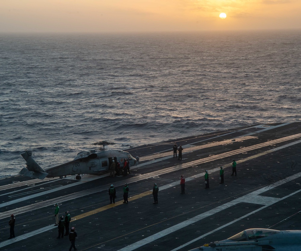 An MH-60R Sea Hawk Rests Off Of The Flight Deck