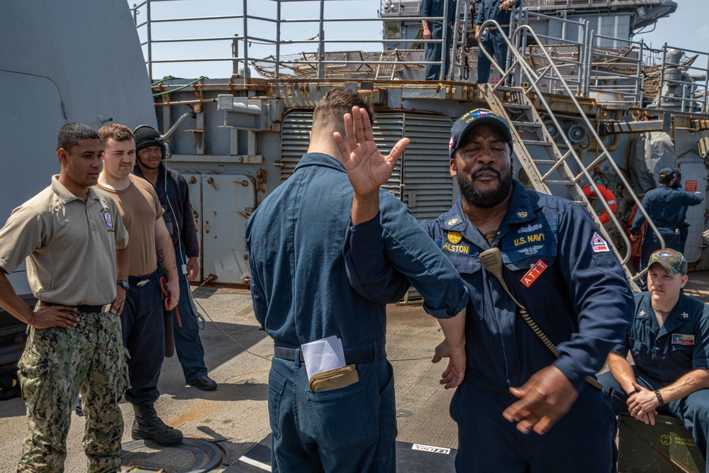 USS San Jacinto conducts antiterrorism training