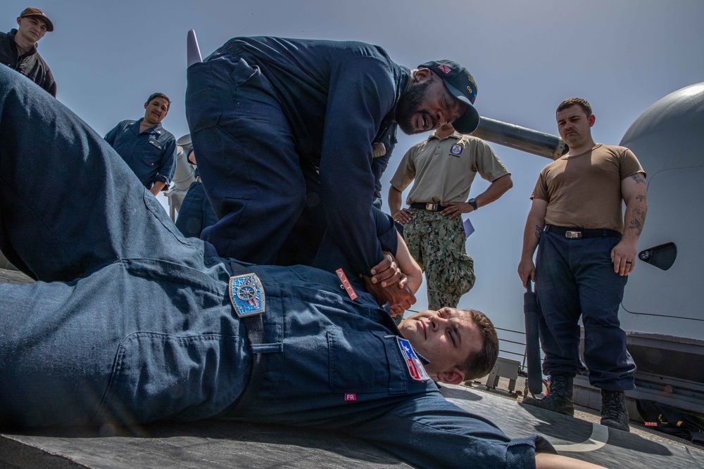 USS San Jacinto conducts antiterrorism training