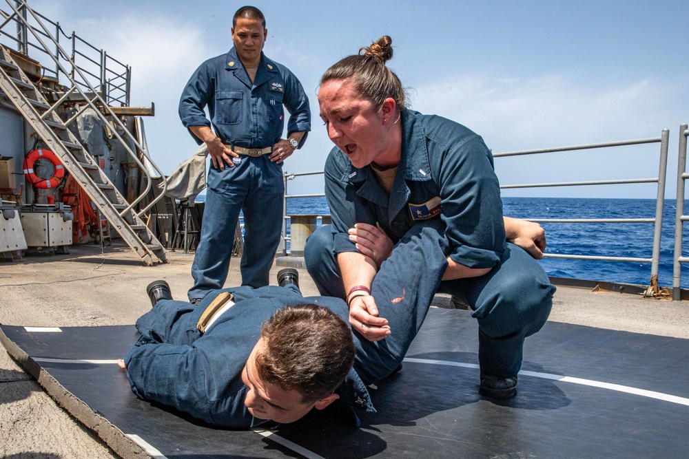 USS San Jacinto conducts antiterrorism training