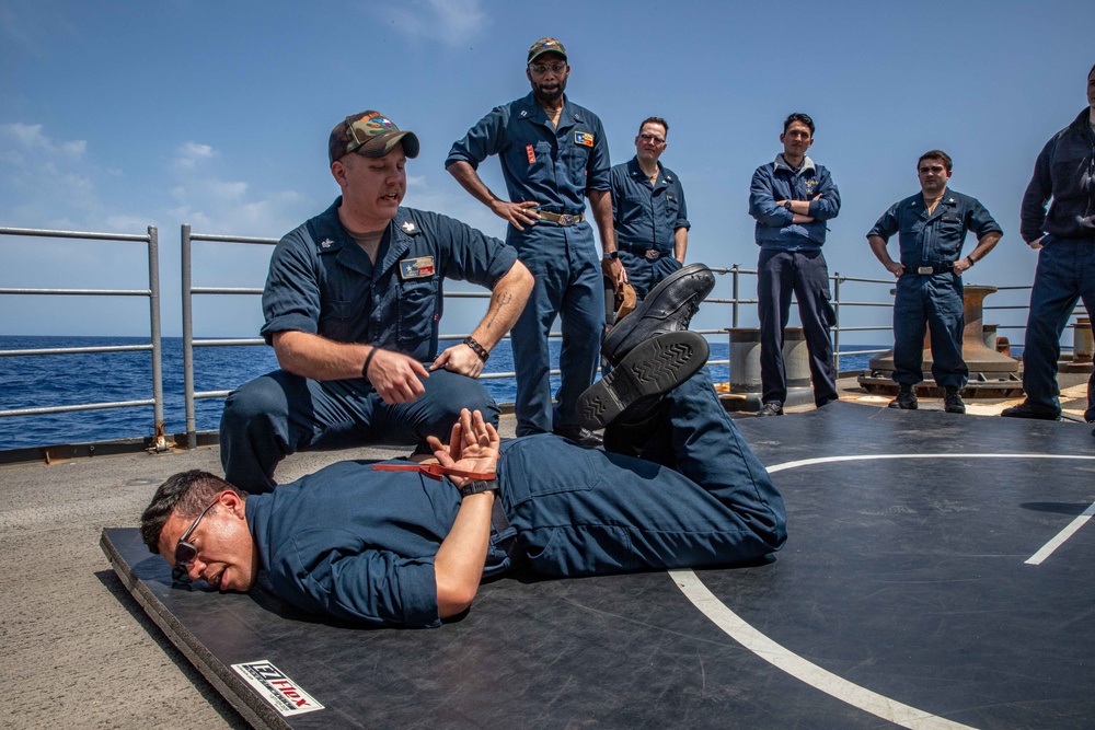 USS San Jacinto conducts antiterrorism training