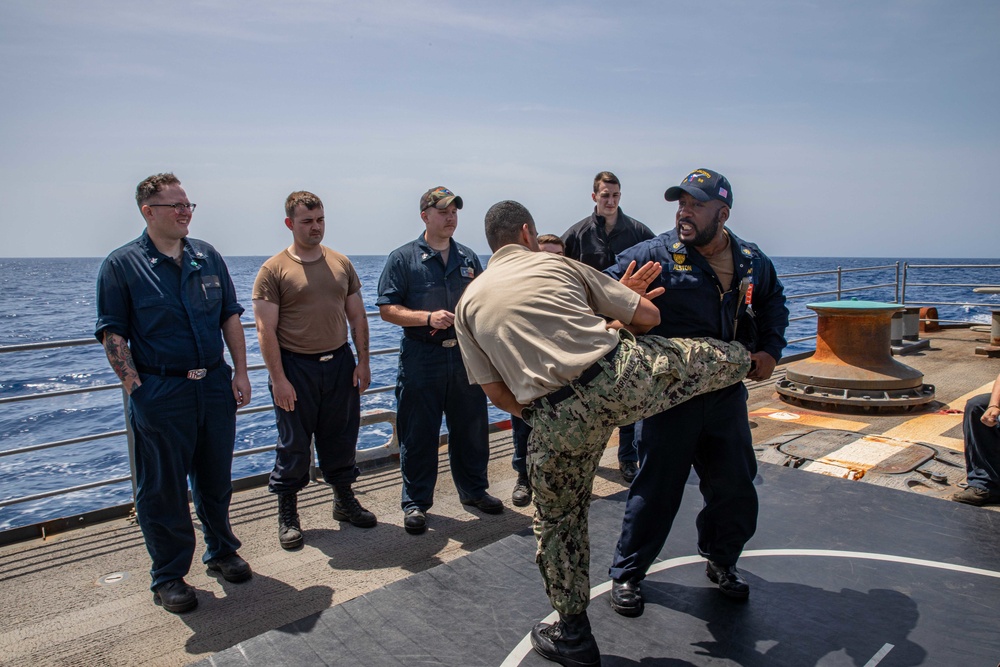 USS San Jacinto conducts antiterrorism training