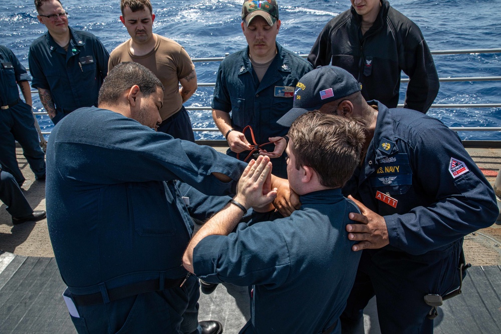 USS San Jacinto conducts antiterrorism training