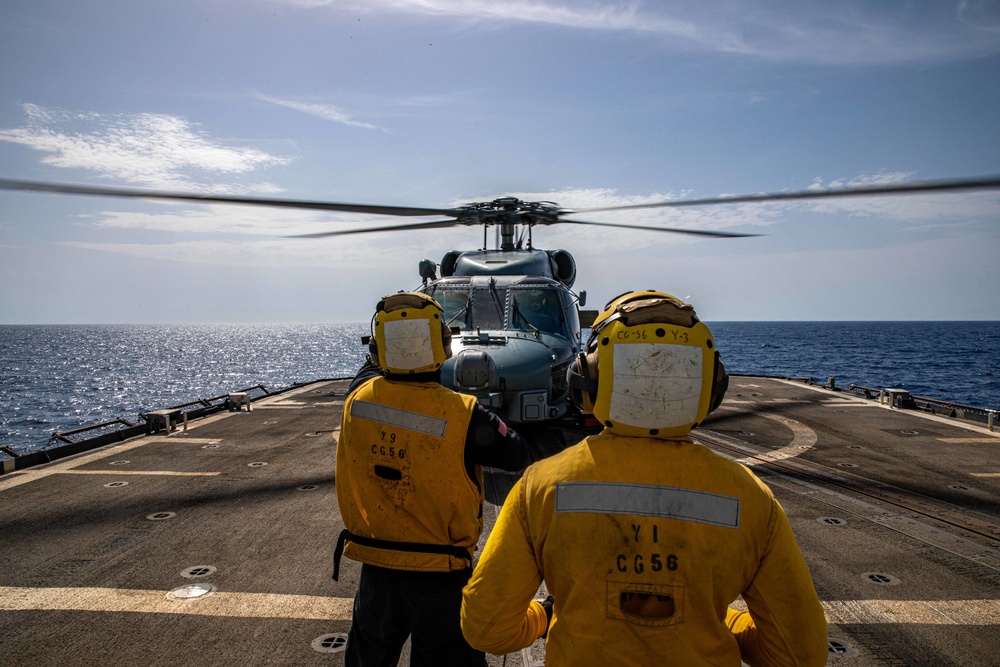 USS San Jacinto conducts flight quarters