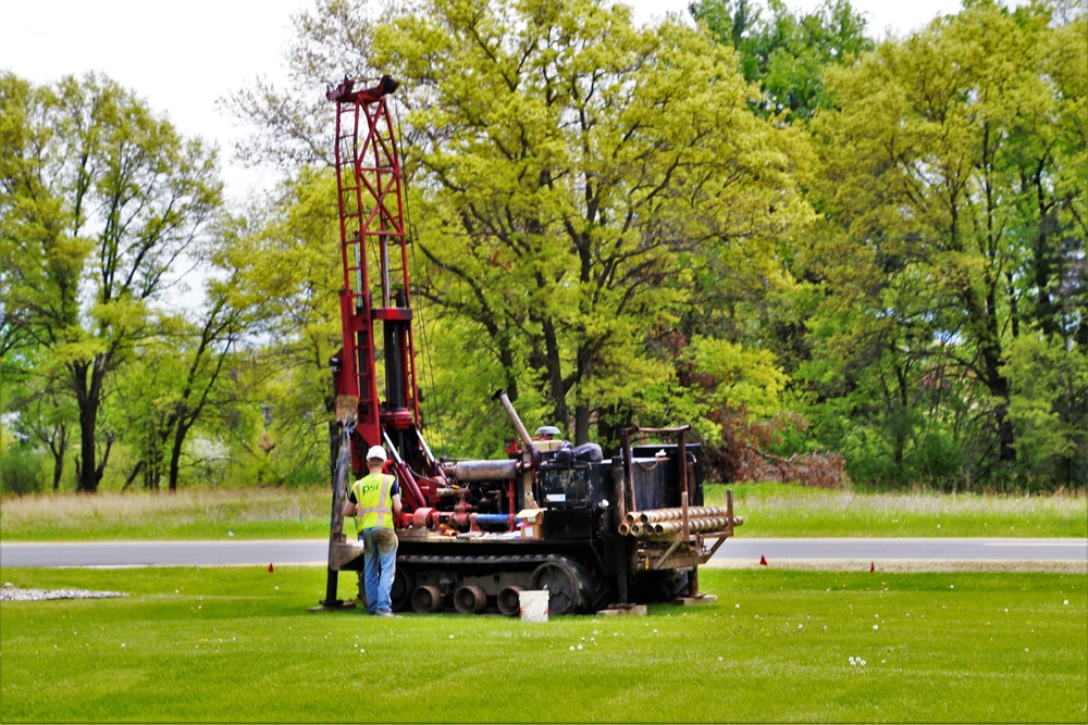 Contractors take soil samples with boring machine at Fort McCoy