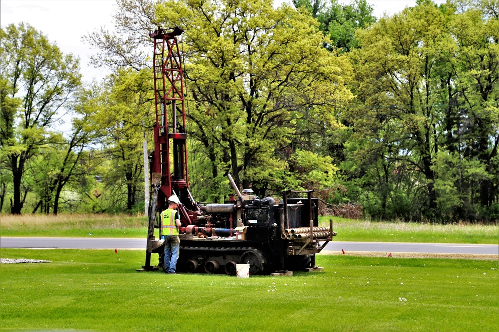 Contractors take soil samples with boring machine at Fort McCoy