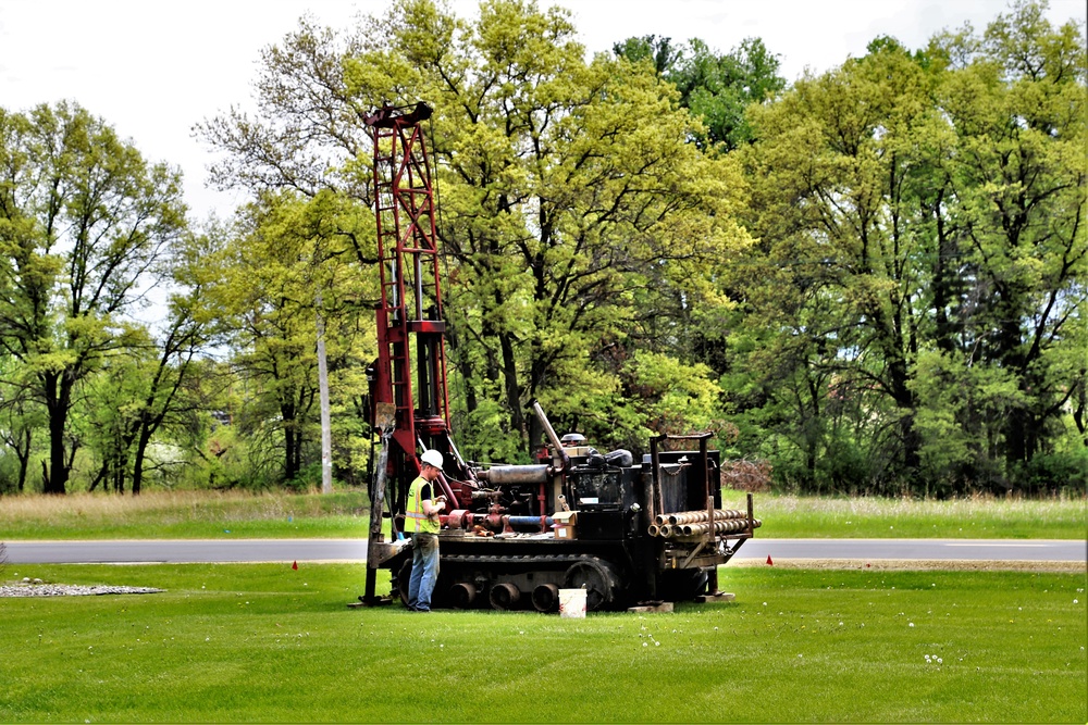 Contractors take soil samples with boring machine at Fort McCoy