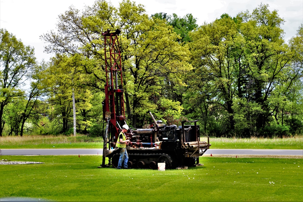 Contractors take soil samples with boring machine at Fort McCoy