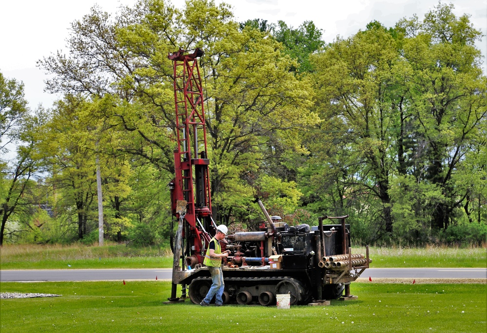 Contractors take soil samples with boring machine at Fort McCoy