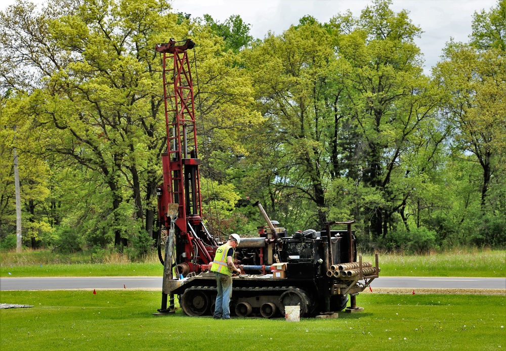 Contractors take soil samples with boring machine at Fort McCoy