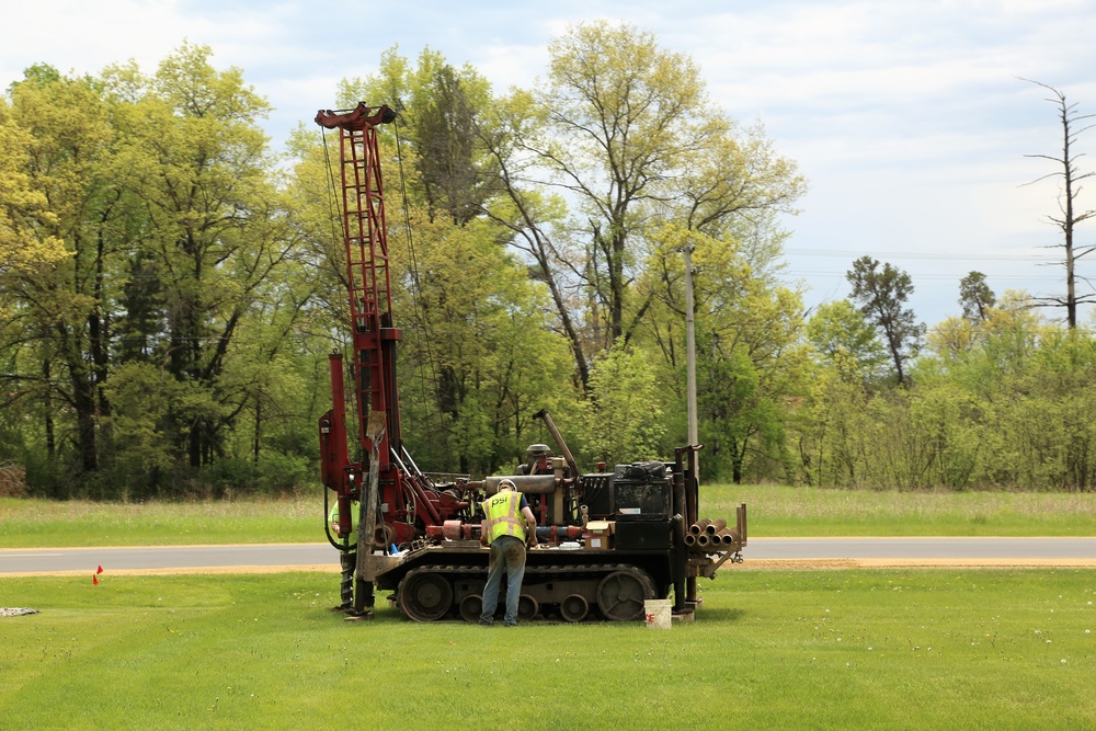 Contractors take soil samples with boring machine at Fort McCoy