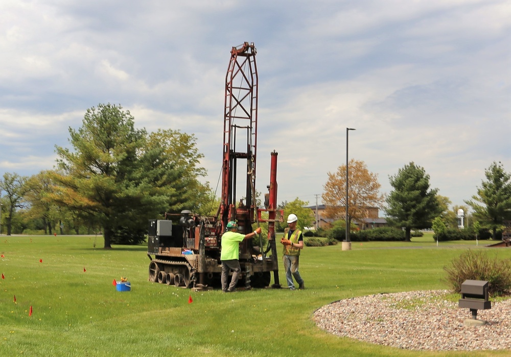 Contractors take soil samples with boring machine at Fort McCoy