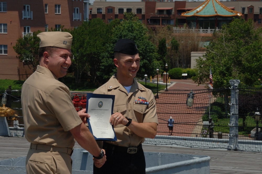Reenlistment ceremony aboard Battleship Wisconsin