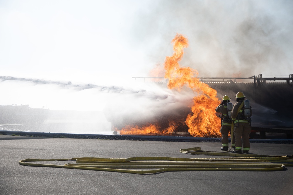 U.S. Marines conduct firefighting training at MCAS Iwakuni