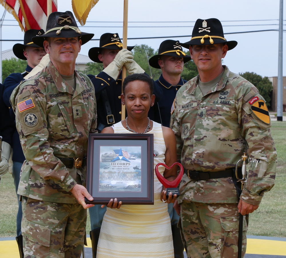 Mrs. Connie Martin receives 'Heart' trophy during Volunteer of the Year Ceremony