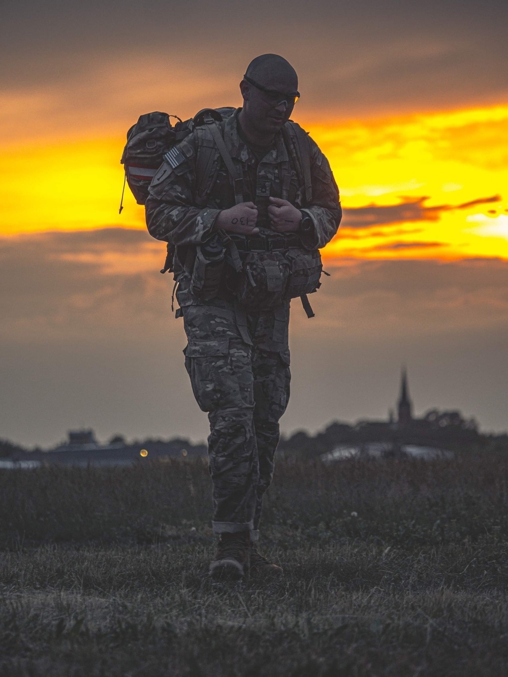 Sgt. 1st Class McKellar completes a lap on the Norwegian Ruck March