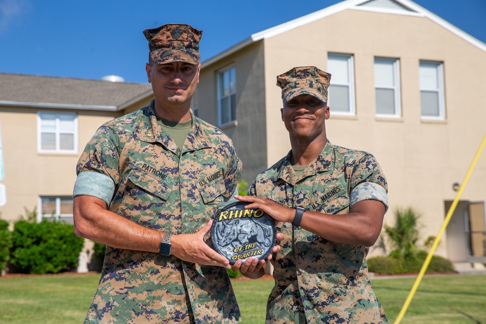 First Marine awarded the Prior Service Recruiting 6 Rhino of the Quarter Award