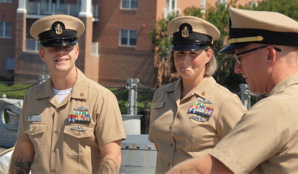 Husband and Wife re-enlist aboard the Battleship Wisconsin