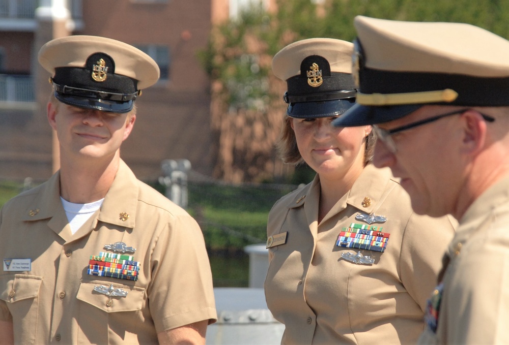 Husband and Wife re-enlist aboard the Battleship Wisconsin