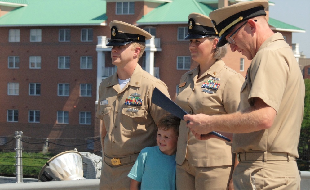 Husband and Wife re-enlist aboard the Battleship Wisconsin