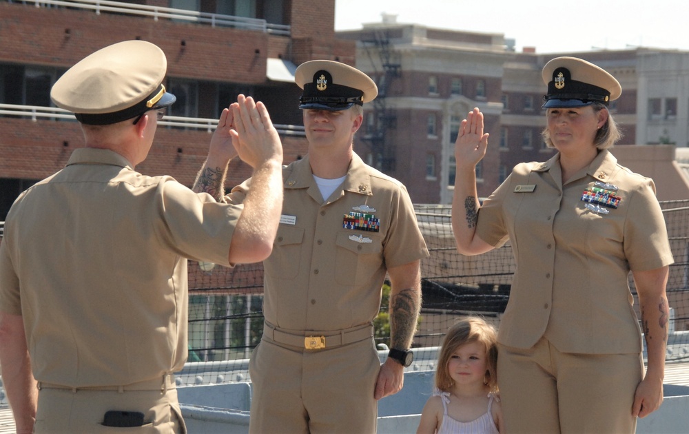 Husband and Wife re-enlist aboard the Battleship Wisconsin