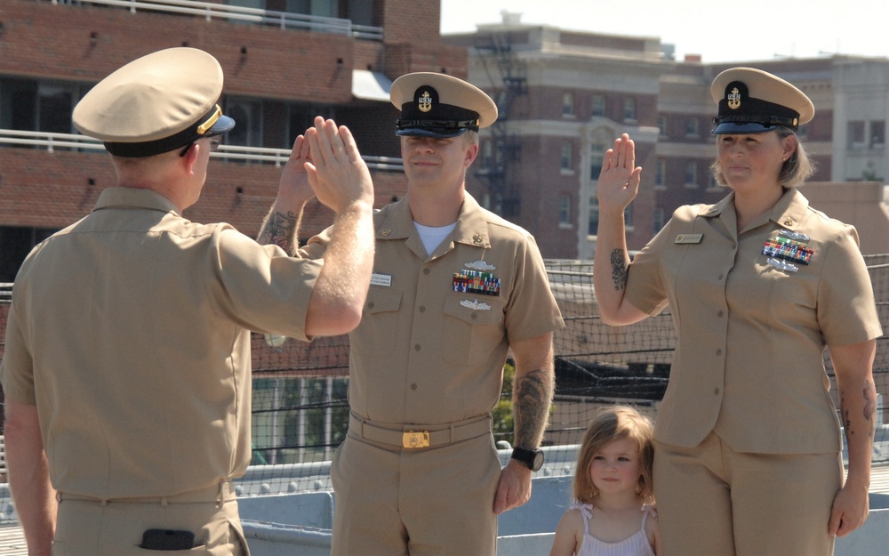 Husband and Wife re-enlist aboard the Battleship Wisconsin