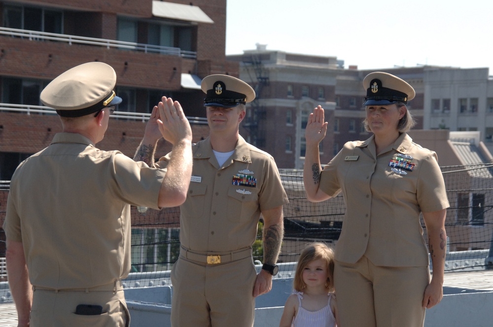 Husband and Wife re-enlist aboard the Battleship Wisconsin