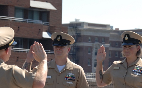 Husband and Wife re-enlist aboard the Battleship Wisconsin